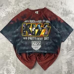 Liquid Blue Kiss Army Tie-Dye Graphic Band T-shirt Size Large